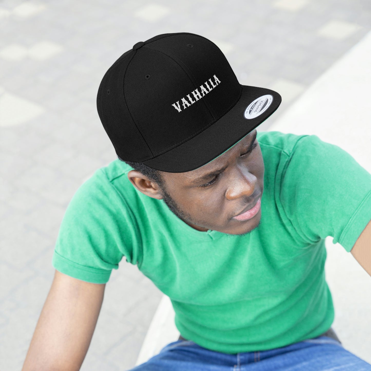 Embroidered Valhalla Unisex Flat Bill Hat